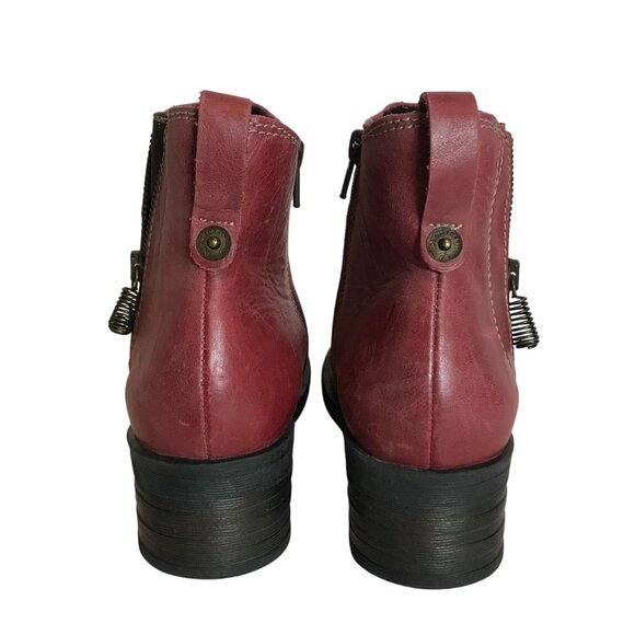 DROMEDARIS Womens Ankle Boots Red Leather Made Portugal Size 6.5/37 - Picture 10 of 11